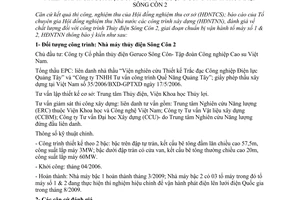 Thông báo 1750/HĐNTNN đánh giá Hội đồng chất lượng công trình thủy điện Sông Côn 2