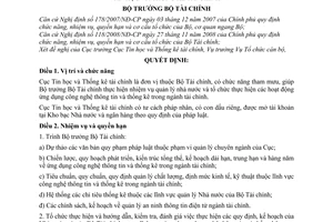 Quyết định 2016/QĐ-BTC chức năng, nhiệm vụ, quyền hạn cơ cấu tổ chức Cục Tin học Thống kê tài chính