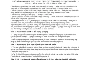 Thông tư 19/2009/TT-NHNN quản lý ngoại hối giao dịch trái phiếu chính phủ bằng ngoại tệ phát hành hướng dẫn Quyết định 211/QĐ-TTg