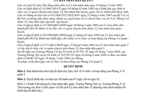 Quyết định 03/2009/QĐ-UBND Quy chế tổ chức hoạt động Phòng Y tế quận 5
