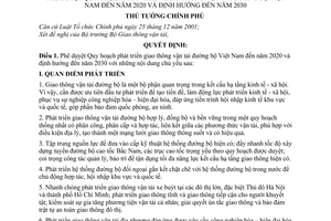 Quyết định 1327/QĐ-TTg phê duyệt Quy hoạch phát triển giao thông vận tải đường bộ Việt Nam đến năm 2020 định hướng 2030