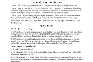 Quyết định 14/2009/QĐ-UBND chức năng nhiệm vụ quyền hạn cơ cấu Sở GTVT Vĩnh Long