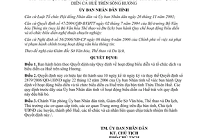 Quyết định 1782/2009/QĐ-UBND hoạt động tổ chức dịch vụ biểu diễn ca Huế