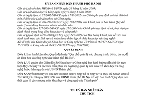 Quyết định 95/2009/QĐ-UBND quy chế quản lý chương trình, đề tài, dự án, đề án khoa học công nghệ thành phố Hà Nội