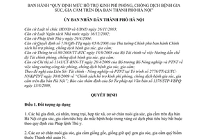 Quyết định 4380/QĐ-UBND Quy định mức hỗ trợ kinh phí phòng, chống dịch bệnh gia súc, gia cầm thành phố Hà Nội