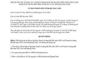 Quyết định 2814/QĐ-UBND năm 2009 Quy hoạch sử dụng đất đến 2020 Quảng Nam