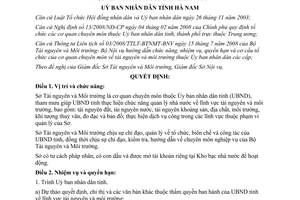 Quyết định 24/2009/QĐ-UBND nhiệm vụ quyền hạn Sở Tài nguyên và Môi trường