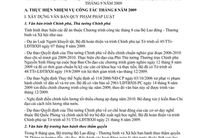 Báo cáo 83/BC-LĐTBXH thực hiện nhiệm vụ công tác 8 kế hoạch 9/2009