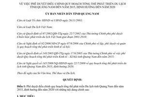 Quyết định 2879/QĐ-UBND năm 2009 quy hoạch phát triển Du lịch Quảng Nam đến 2015