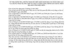 Hướng dẫn 480/HD-SXD kiểm tra, chứng nhận đủ điều kiện đảm bảo an toàn chịu lực