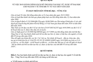 Quyết định 67/2009/QĐ-UBND chính sách hỗ trợ đào tạo bác sỹ, dược sỹ
