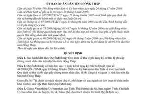 Quyết định 17/2009/QĐ-UBND thu lệ phí đăng ký cư trú; lệ phí cấp chứng minh nhân dân trên địa bàn tỉnh Đồng Tháp