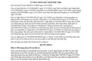 Quyết định 2478/2009/QĐ-UBND hỗ trợ đầu tư dự án đầu tư tỉnh Phú Thọ