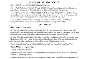 Quyết định 1657/QĐ-UBND năm 2009 chức năng nhiệm vụ quyền hạn Sở GTVT Hưng Yên