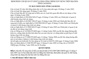 Quyết định 1926/2009/QĐ-UBND sửa đổi Quyết định 932/2007/QĐ-UBND phân cấp quản lý chất lượng công trình xây dựng