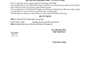 Quyết định 1762/QĐ-BKHCN công bố tiêu chuẩn quốc gia Ngưỡng dioxin trong đất trầm tích