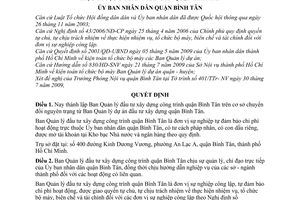 Quyết định 13/2009/QĐ-UBND thành lập Ban Quản lý đầu tư xây dựng công trình quận Bình Tân thuộc Ủy ban nhân dân Bình Tân