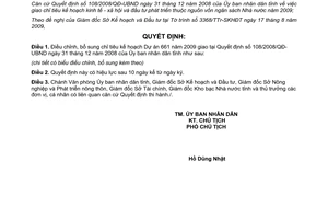 Quyết định 58/2009/QĐ-UBND điều chỉnh kế hoạch Dự án 661 năm 2009 Bình Thuận