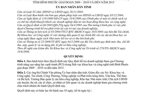 Quyết định 41/2009/QĐ-UBNDh hỗ trợ doanh nghiệp tham gia Chương trình nâng cao năng lực cạnh tranh (PCI) trong lĩnh vực khoa học công nghệ