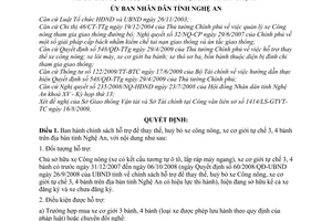 Quyết định 78/2009/QĐ-UBND chính sách hỗ trợ  thay thế, huỷ bỏ xe công nông, xe cơ giới tự chế 3, 4 bánh