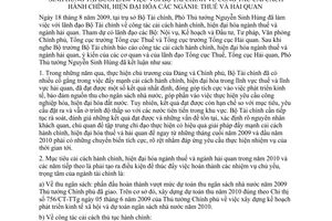 Thông báo 272/TB-VPCP kết luận Phó Thủ tướng Chính phủ Nguyễn Sinh Hùng làm việc Bộ Tài chính cải cách hành chính hiện đại hóa ngành thuế hải quan