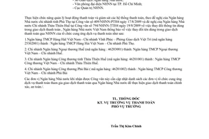 Công văn 6492/NHNN-TT thay đổi tên giao dịch đơn vị tổ chức cung