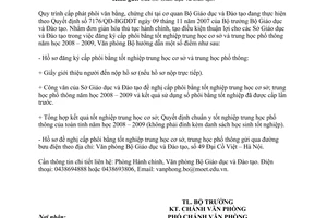 Công văn 7344/BGDĐT-VP hướng dẫn đăng ký phôi bằng tốt nghiệp trung học cơ sở và trung học phổ thông