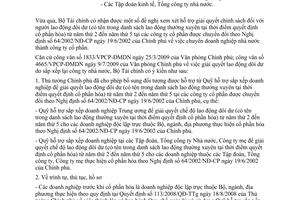 Công văn 12232/BTC-TCDN trợ cấp mất việc, thôi việc của công ty cổ phần