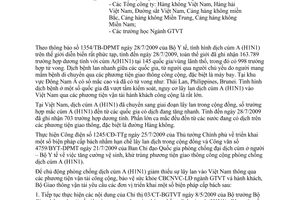 Công văn 5281/BGTVT-CYT tăng cường vệ sinh, khử trùng phương tiện giao thông công cộng phòng chống dịch cúm A (H1N1)