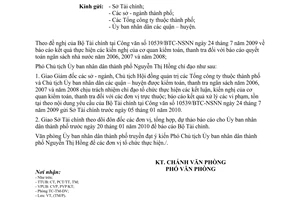 Công văn 5737/VP-TM báo cáo kết quả thực hiện các kiến nghị của cơ quan kiểm toán, thanh tra báo cáo quyết toán ngân sách nhà nước 2006, 2007 và 2008