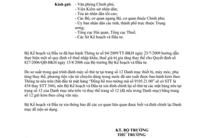 Công văn 5886/BKH-KTCN về đính chính danh mục ban hành kèm theo Thông tư 04/2009/TT-BKH