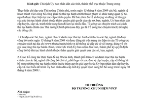 Công văn 217/CCTTHC hoàn thành công bố công khai bộ thủ tục hành chính thuộc phạm vi chức năng quản lý bộ, ngành thực hiện tại các cấp chính quyền