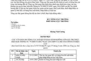 Công văn 4707/TCHQ-PC thông báo các văn bản không còn giá trị thực hiện