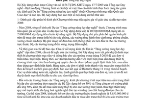 Công văn 354/BXD-TTCB báo cáo tình hình thực hiện công tác giám sát, đánh giá Dự án "Tăng cường năng lực dạy nghề"