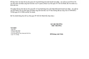 Công văn 11432/BTC-TCHQ thủ tục hải quan tại ICD