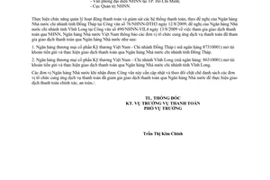 Công văn 6366/NHNN-TT đơn vị tổ chức cung ứng dịch vụ thanh toán