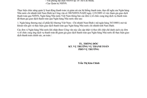 Công văn 6422/NHNN-TT đơn vị tổ chức cung ứng dịch vụ thanh toán