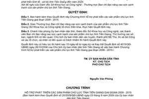 Quyết định 20/2009/QĐ-UBND Chương trình hỗ trợ phát triển các sản phẩm
