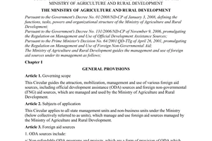 Circular No. 49/2009/TT-BNNPTNT of August 04, 2009, guiding the management and use of foreign aid sources of the Ministry of Agriculture and Rural Development