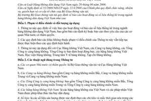 Thông tư 14/2009/TT-BGTVT báo cáo hoạt động số liệu thống kê ngành hàng không dân dụng Việt Nam