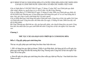 Thông tư 22/2009/TT-BCT quá cảnh hàng hóa Lào qua lãnh thổ Việt Nam