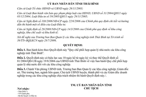 Quyết định 10/2009/QĐ-UBND Quy chế phối hợp quản lý nhà nước các khu công nghiệp Thái Bình