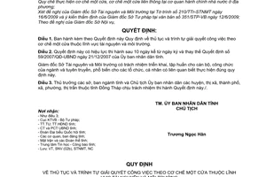 Quyết định 15/2009/QĐ-UBND thủ tục trình tự giải quyết công việc theo cơ chế một cửa lĩnh vực tài nguyên môi trường