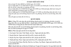 Quyết định 25/2009/QĐ-UBND nâng mức phụ cấp cán bộ không chuyên trách ở xã  phường thị trấn cán bộ làng thôn khu vực