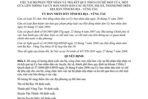 Quyết định 53/2009/QĐ-UBND số lượng định xuất phụ cấp cán bộ công chức Bà Rịa