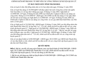 Quyết định 2539/2009/QĐ-UBND hỗ trợ đầu tư công trình cấp huyện Thanh Hóa