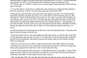 Kết luận 53-KL/TW Đề án “An ninh lương thực quốc gia đến năm 2020”