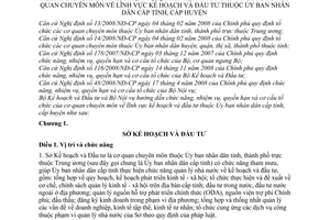 Thông tư liên tịch số 05/2009/TTLT-BKHĐT-BNV hướng dẫn chức năng nhiệm vụ quyền hạn cơ cấu tổ chức của cơ quan chuyên môn lĩnh vực kế hoạch đầu tư