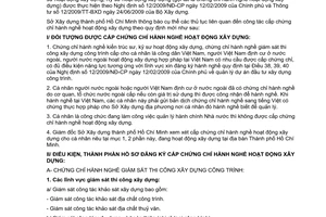 Thông báo 6321/TB-SXD-QLNLHNXD thủ tục cấp chứng chỉ hành nghề hoạt động xây dựng