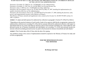 Circular No. 157/2009/TT-BTC amending and supplementing the ministry of Finance